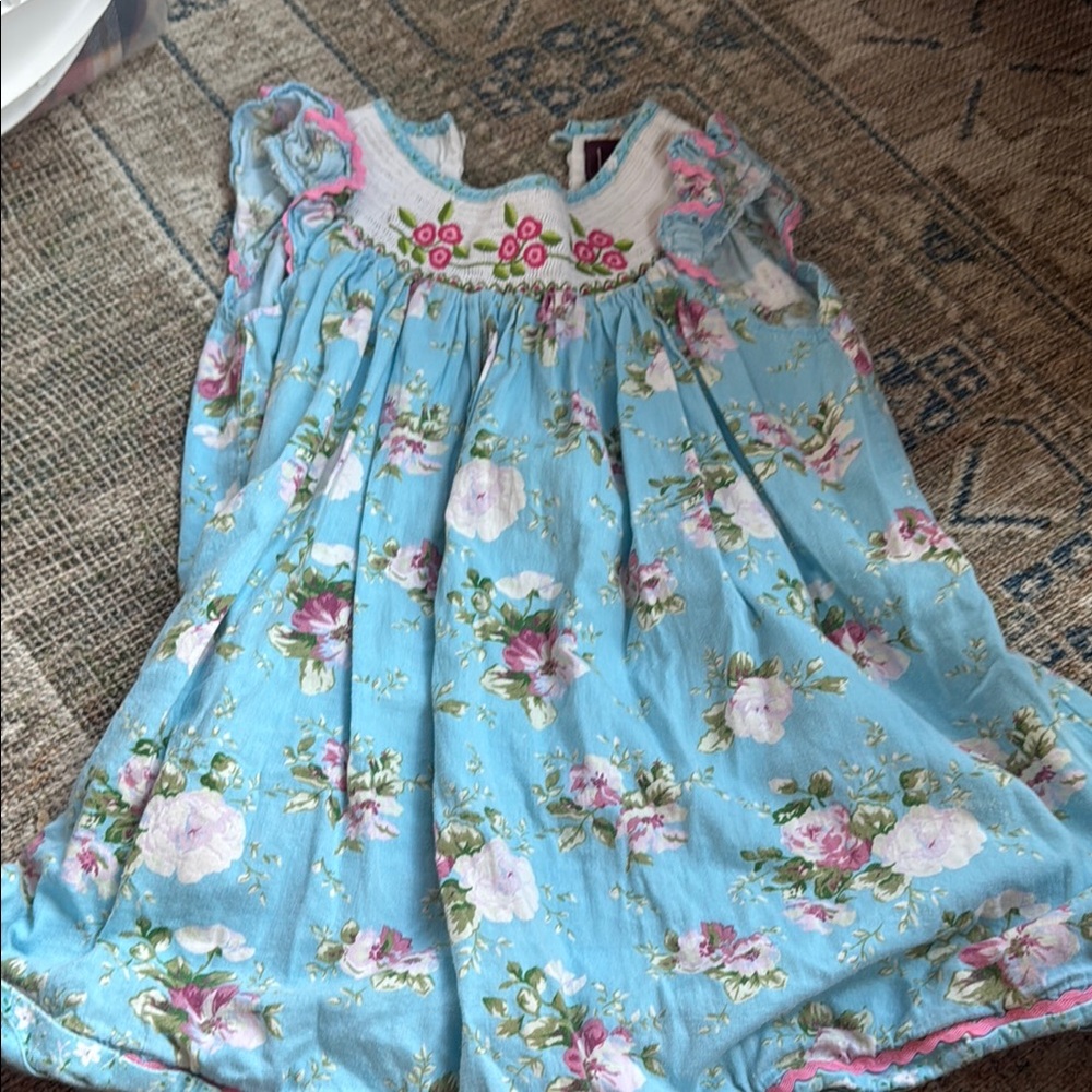 Floral Blue Smocked Dress